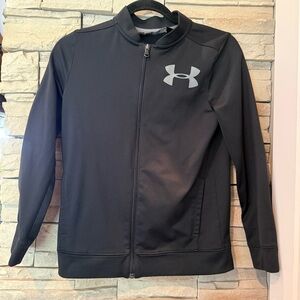 Under Armour Loose Fit Jacket Youth Large Lightweight Full Zip Black UA Athletic